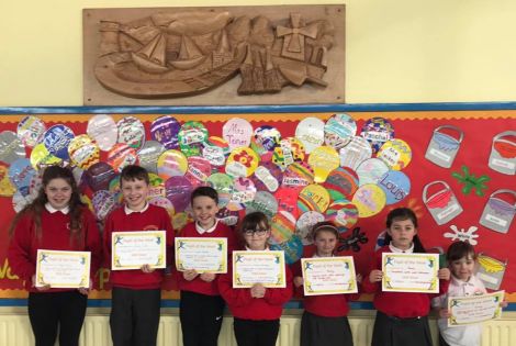 It's P7 to P1 from left to right today as our Pupil of the Week winners were announced.